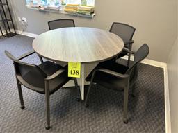 42" ROUND WOOD TABLE WITH (4) CHAIRS