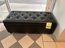 LEATHER BUTTON-TUFTED BENCH