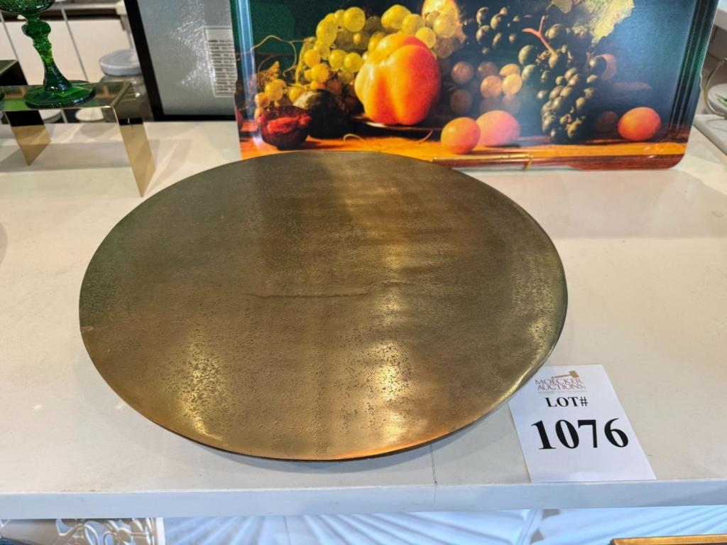 PLATE ON BASE AGED GOLD