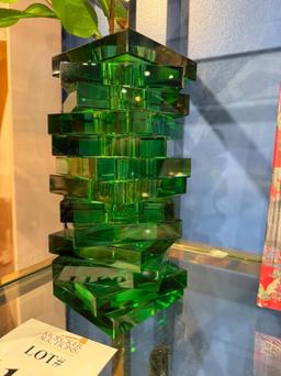 CRYSTAL JENGA VASE (GREEN)