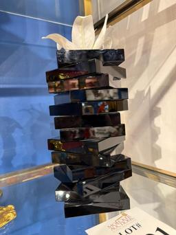 CRYSTAL JENGA VASE BLACK