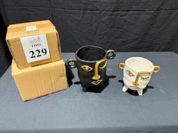 FANCY HOME COLLECTION VASE PLANTER FACE CERAMIC