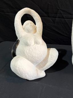 WHITE DOLOMITE LADY SCULPTURES ( SET OF 3)