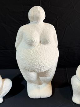 WHITE DOLOMITE LADY SCULPTURES ( SET OF 3)