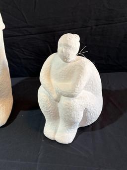 WHITE DOLOMITE LADY SCULPTURES ( SET OF 3)