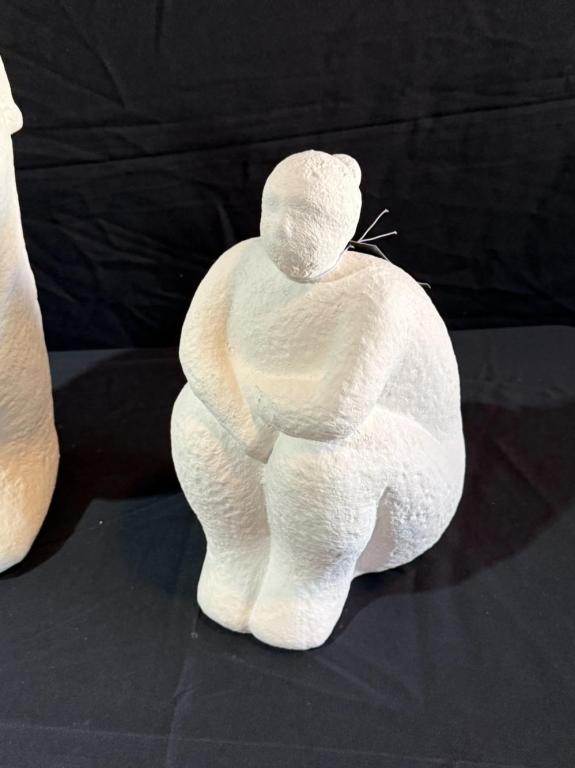 WHITE DOLOMITE LADY SCULPTURES ( SET OF 3)