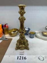 BLUE PHEASANT POLISHED BRASS CANDLE HOLDER