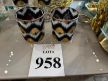 IKAT GOLD WATER GLASSES (BLACK) SET