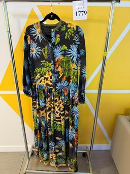 DIEGO BINETTI PASSI MULTIP PRINT BLUE DRESS SIZE L
