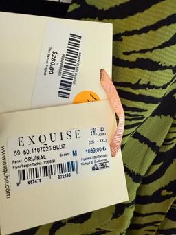 EXQUISE GREEN ZEBRA BLOUSE SIZE M