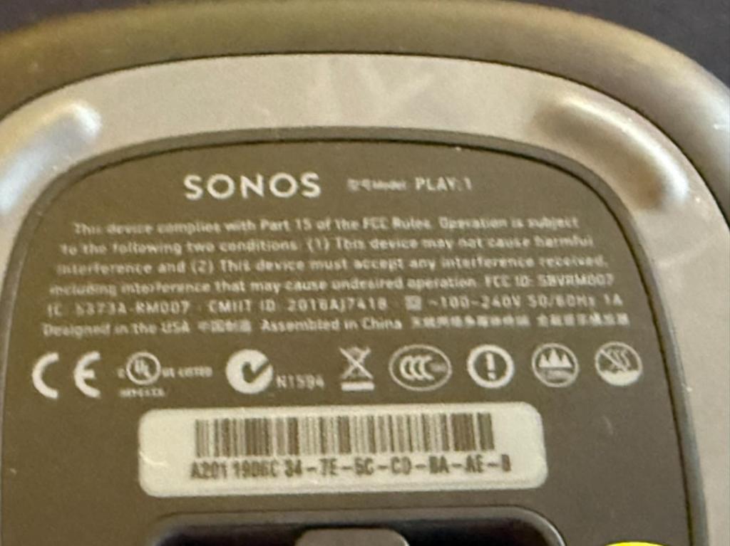 SONOS MODEL PLAY 1 SPEAKERS