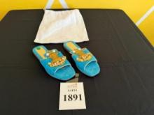 ELINA LINARDAKI TURQUOISE CLEOPATRA SANDALS SIZE 9
