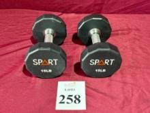 SPART BRAND HEX DUMBBELLS 15 LB.
