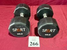 SPART BRAND HEX DUMBBELLS 60 LB.