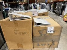 BOXES OF ASSORTED SIZE BINDERS