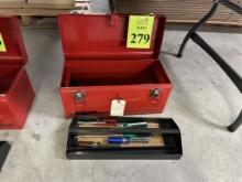 WATERLOO METAL TOOLBOX WITH MISCELLANEOUS TOOLS