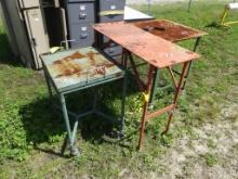 (3) small metal tables