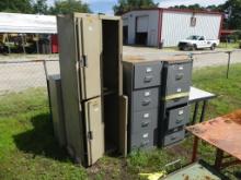 Schoolhouse lockers w/metal storage cabinet & table