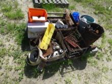 Pallet of misc items- rakes etc