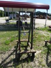 Homemade metal storage cart on wheels