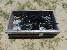 Wood box w/assortment of hyd hoses
