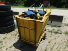 Industrial plastic hand cart hopper w/metal chairs