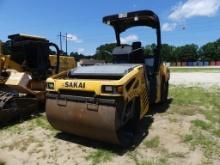 2017 SAKAI SW770HF tandem smooth drum roller, 2post canopy, 66inch smooth drums, 3394hrs, s/n: 4SW48
