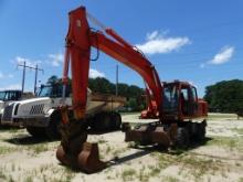 2006 JOHN DEERE 210CW wheel excavator, closed A/C cab, 4 stabilizers, 60inch Geith clean-out bucket,