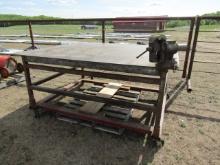 Metal Table on Rolling Base