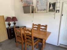 Table, File Cabinets, Lamps, Décor