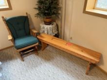 Bench, Rocker Glider, Tree Décor, Lamp
