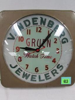 Antique Gruen Watches 15 X 15" Lighted Advertising Clock