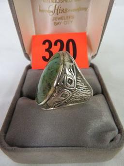 Native American Sterling Silver and Turquoise Men's Ring