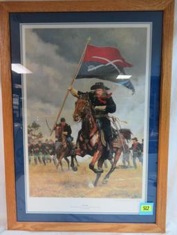 Don Spaulding Artist Signed "Bravado" Major General Custer Framed Print