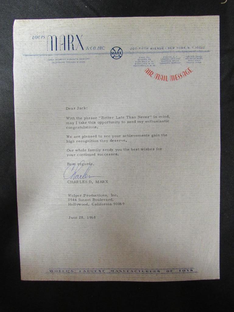 RARE! Charles Marx Signed Letter