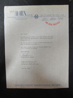 RARE! Charles Marx Signed Letter