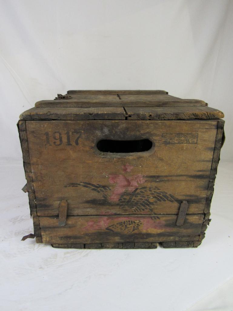 Antique Pre-Prohibition Anheuser Busch Wooden Beer Crate w/ Bottles