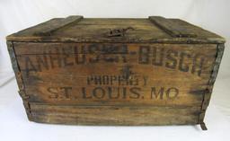 Antique Pre-Prohibition Anheuser Busch Wooden Beer Crate w/ Bottles