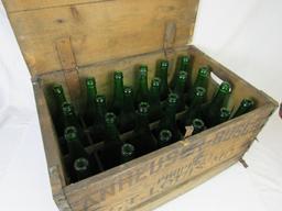 Antique Pre-Prohibition Anheuser Busch Wooden Beer Crate w/ Bottles
