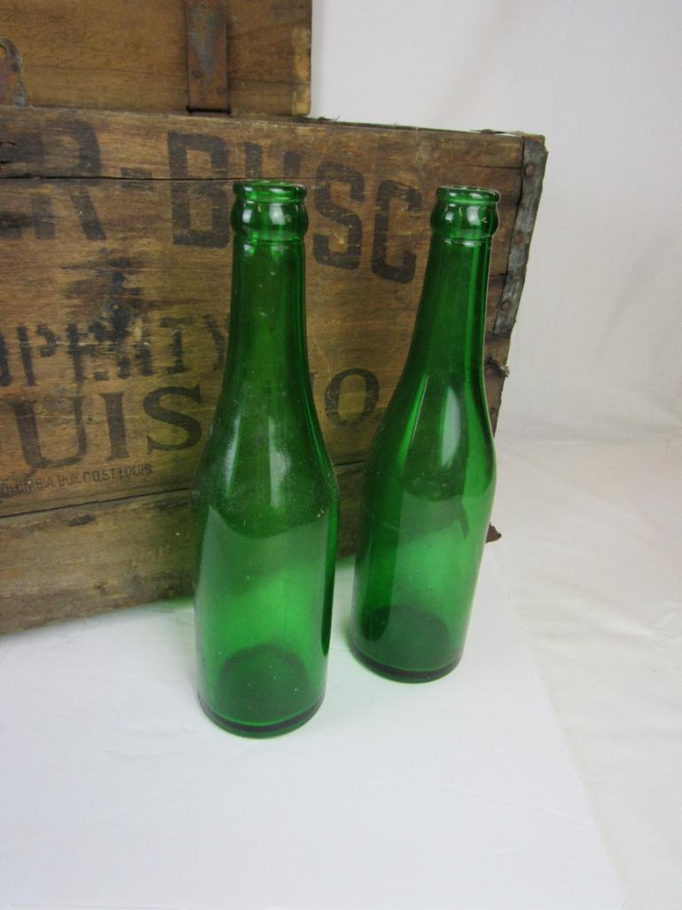 Antique Pre-Prohibition Anheuser Busch Wooden Beer Crate w/ Bottles