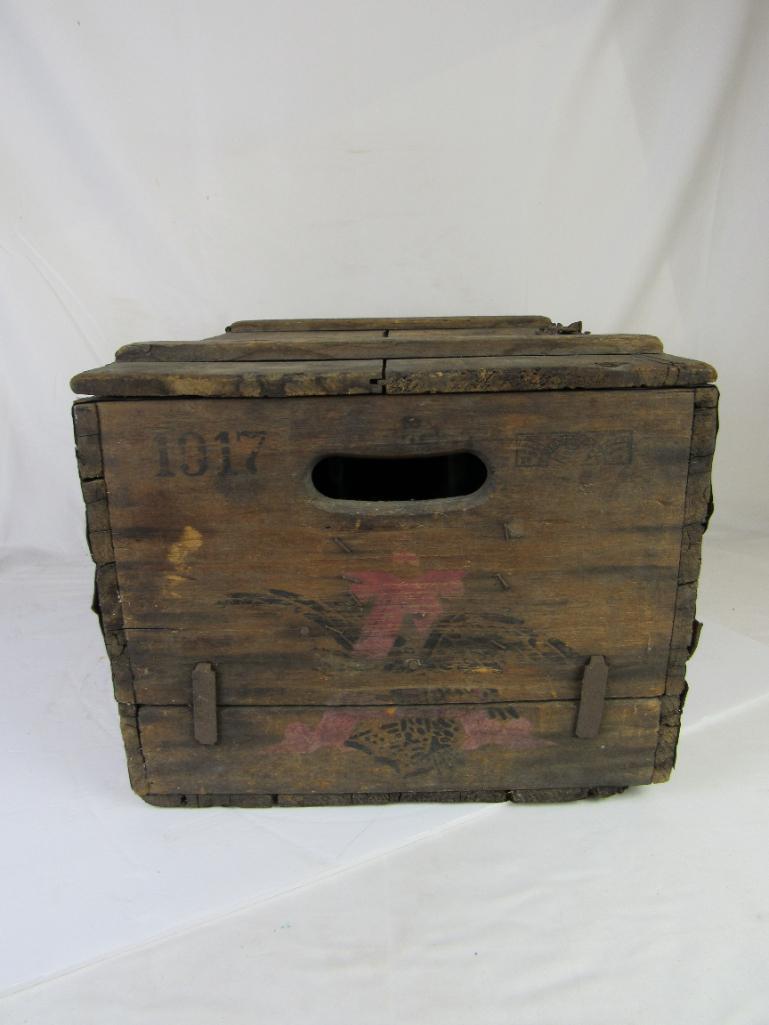 Antique Pre-Prohibition Anheuser Busch Wooden Beer Crate w/ Bottles