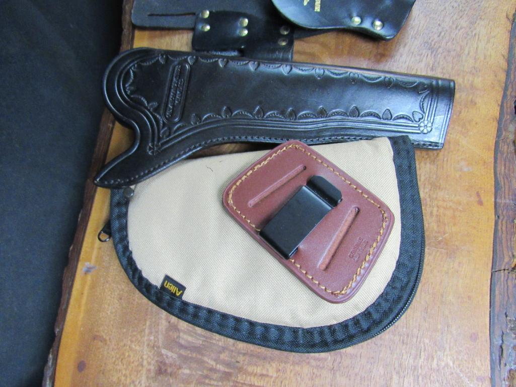 Nice Lot of Pistol Leather Holsters & Soft Zippered Cases