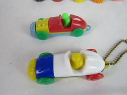 Lot (20) Vintage 1960's/70's Plastic Puzzle Key Chains- All Race Cars