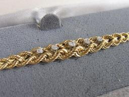 Beautiful 14k Gold & Diamond Rope Bracelet