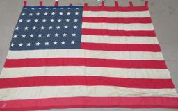 Antique 48 Star United States Flag, Top Hanging 64" x 84"