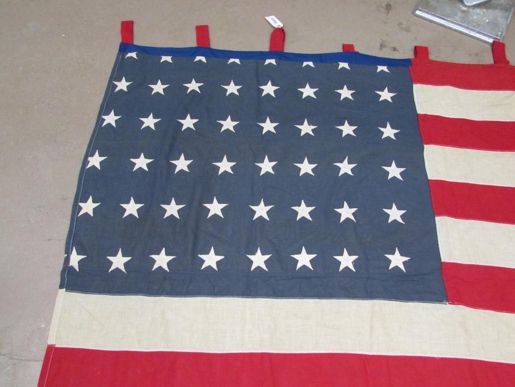 Antique 48 Star United States Flag, Top Hanging 64" x 84"