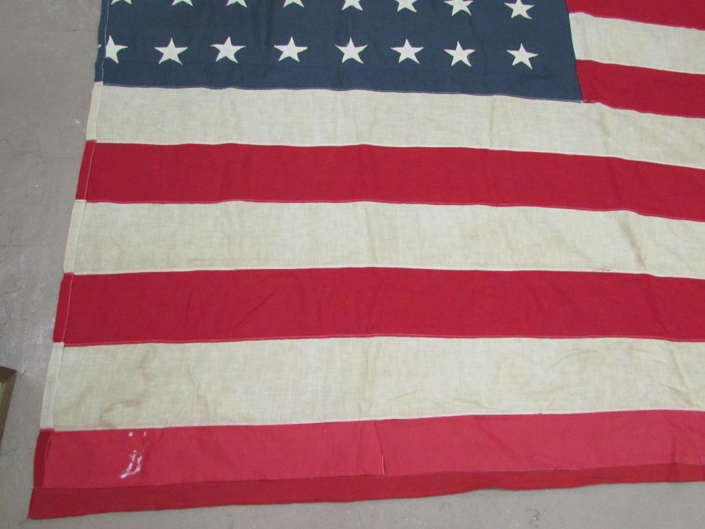 Antique 48 Star United States Flag, Top Hanging 64" x 84"