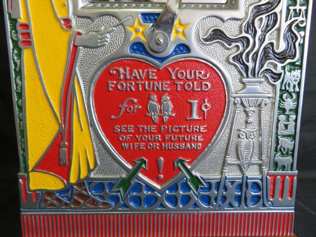 Outstanding Ca.1919 Antique Mills One Cent Coin Op Wizard Fortune Teller Machine (Working)