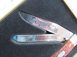 2000 Zippo Case XX American Eagle Trapper Knife / Lighter Scrimshaw Box Set #171/500
