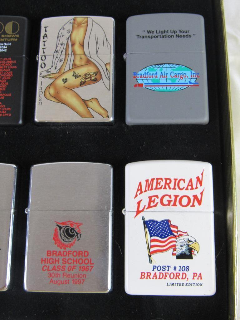 Outstanding Zippo Collector's Case Full (12) of Un-Used Zippo Lighters